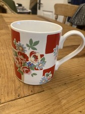 Cath Kidston Mug Red, White Check With Spring Bouquet floral Pattern