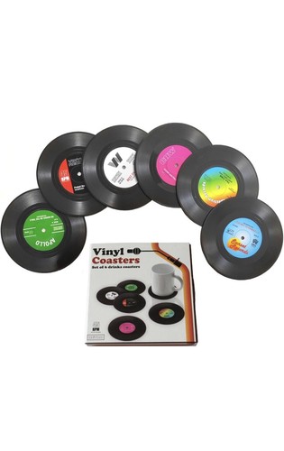 Retro vinyl coasters - coasters, set