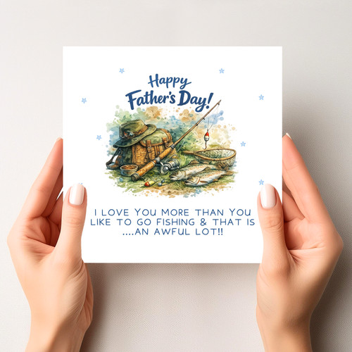 Fishing father day card - day,