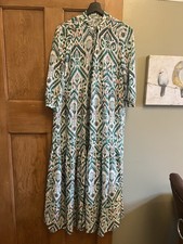 Zara Women's Midi Maxi Dress Green Size Small Short Sleeve oversized beaded