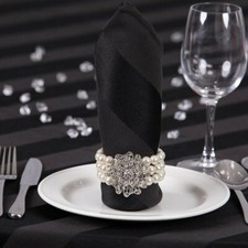 Napkins black satin stripe excellent quality 100 Wedding Xmas Hotel 