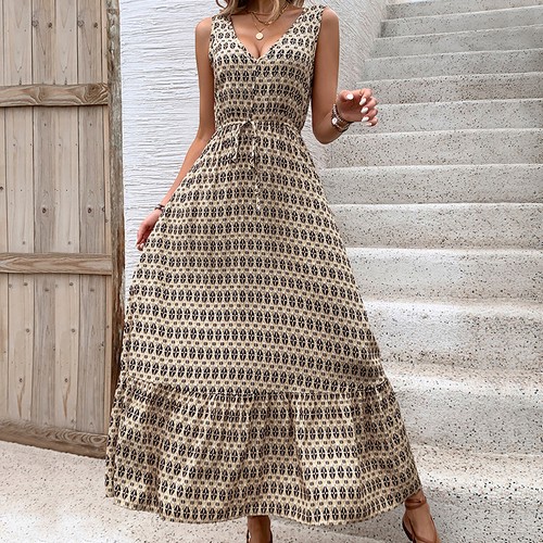 Neck summer dress womens - v,
