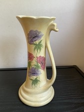 Radford, England, Hand Painted Tall Floral Poppy Vase. Height 25cms.