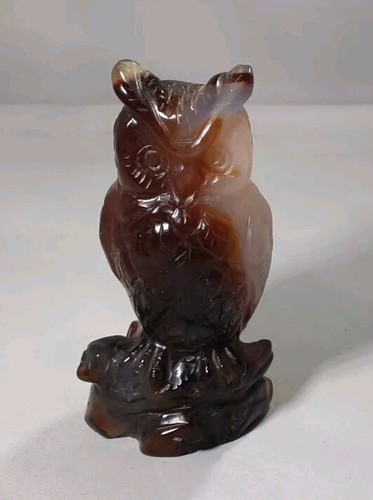 Hand carved red - red, owl