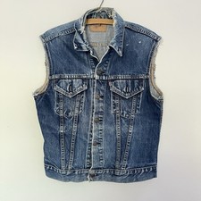 Vintage Levi's Big E 70505 0217 Type 3 Denim Trucker Jacket Biker Cut Off 1969