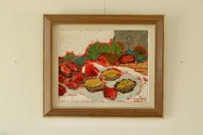 Mid-Century Original Swedish Oil on Canvas "Abstract Still Life" ERIC LUNDBERG