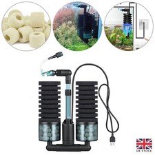 Aquarium Double Sponge Filter Quiet Electric Sponge Filter Fish Shrimp Tank UK