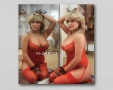 FRIDGE MAGNET Sam Fox Glamour Model Red Stockings Suspenders 7431