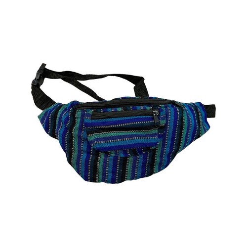Blue green black striped - blue, woven