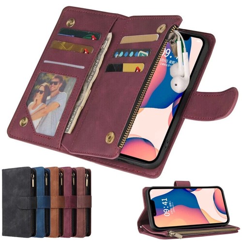 Zip wallet case leather flip - zip,