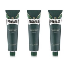 PRORASO Shaving Cream TRIPLE PACK | Eucalyptus and Menthol | Green 150ml Tube 