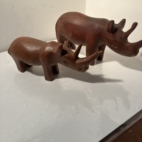 Hand carved wooden rhinoceros - hand-carved,