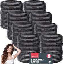 8Pk Black Hair Rollers for