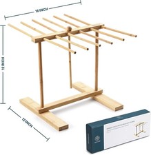 Bamboo Pasta Drying Rack with Transfer Wand and 12 Bars, Easy to Transfer for Dr