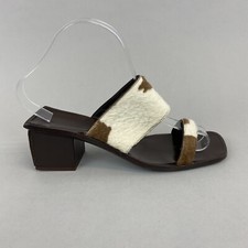 Pied a Terre Animal Print Leather Slip On Open Toes Heels Sandals Shoes UK4.5