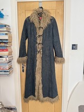 Rare Vintage MISS SIXTY - MAXI FAUX FUR DENIM AFGHAN COAT - M