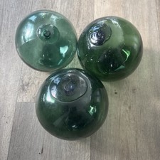 3 X vintage green glass fishing floats 5" Diameter Nice Condition