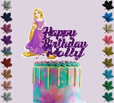Rapunzel Personalised Birthday Glitter Cake Topper With Any Name