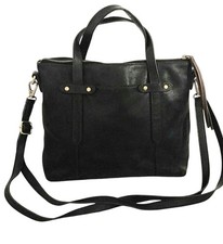 Fossil Black Leather Medium Satchel Crossbody Bag