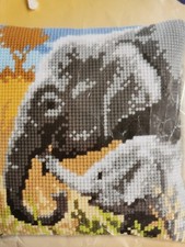 Vervaco Cross Stitch Kit Elephant Love Cushion Cover Front Kit  16" x 16"