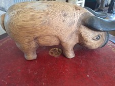 Vintage Hand Carved Wooden Pig