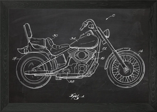 Motorcycle drawing framed - drawing,