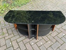 TV Cabinet Stand Entertainment Center Media Furniture, Black/Walnut