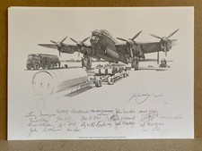 Nicholas Trudgian 617 and 49 sqd aviation Art Print RAF Lancaster 16 Crew signed