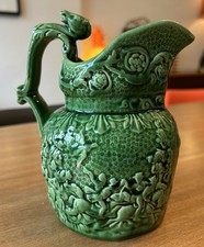 Antique c1920s Arthur Wood Majolica Hunting Jug Green 16cm High