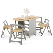 Foldable Table and Chairs Set 4, Grey Butterfly Dining Room Set, VonHaus