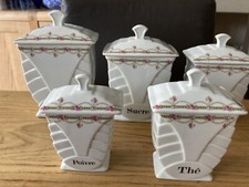 Rare Vintage French France Apilco porcelain Kitchen Set 5 Storage Jar Containers