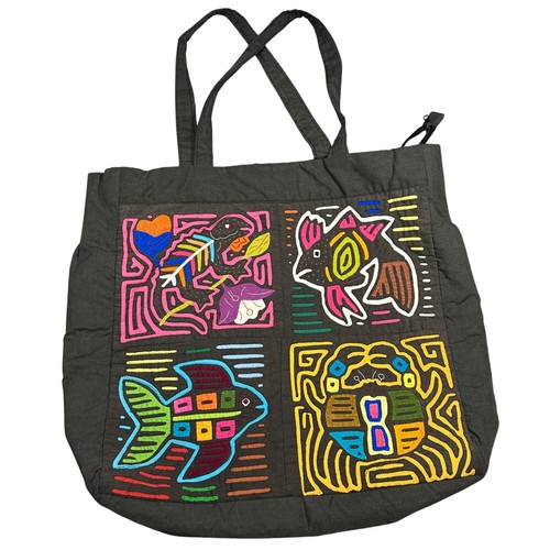 Handmade mola embroidery tote - handmade,