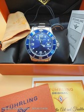 Stuhrling Original Blue Dial Steel Sports Watch Quartz Working