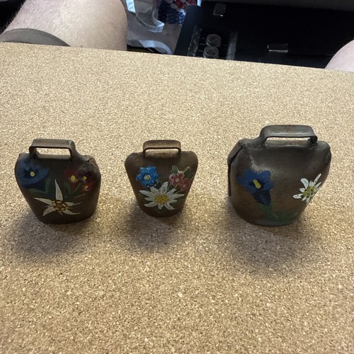 Brass cow bells vintage hand - brass,