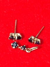 Dainty 9ct Gold Earrings and Pendant Set with Sapphires