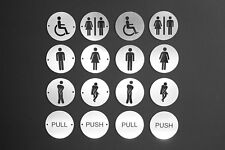 ROUND SILVER DOOR SIGNS Pubs Shops Office Business Bathroom/Toilet/WC Signs!! 