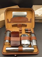 2x Vintage Leather, Bristle, Chrome Men's Grooming Sets Original Cardboard Boxes
