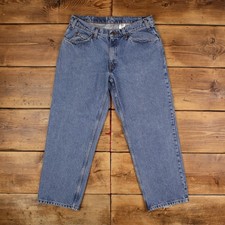 Vintage Levis 550 Jeans 34 x 29 90s Stonewash Straight Blue Orange Tab Denim