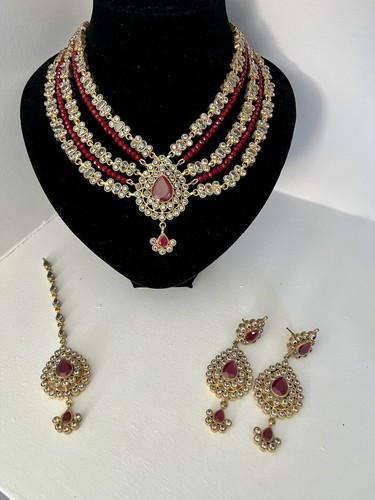 Gold maroon red - red, polki