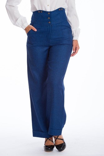 Blue wide leg high waist - blue,