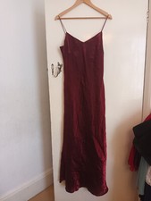 Debut Wine Red Shiny Crinkle Sleeveless Thin Occasion Maxi Dress in Size 14