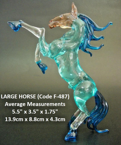 Large turquoise glass horse - turquoise,