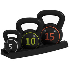 With Storage Tray Three Kettlebell Weights 2.2Kg 4.5Kg 6.8Kg Black