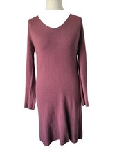 Noa Noa Dress Knitted Size Medium 12 Soft Wool Blend Long Sleeve Womens Burgundy