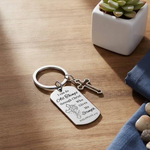Christian keyring with cross - keyring,