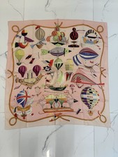 HERMES PINK LES FOLIES DU CIEL BY LOIC DUBIGEON SILK SCARF GP149