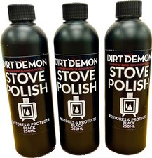 DirtDemon 3x250ml black stove grate polish for wood & Log burners fire surrounds
