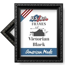 US Art Frames 1.37" Black Victorian Ornate Solid Hard Wood Picture Frame S-Lots