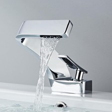 Waterfall Faucet, Bathroom Hot and Cold Mixer Tap Single Hole Installation