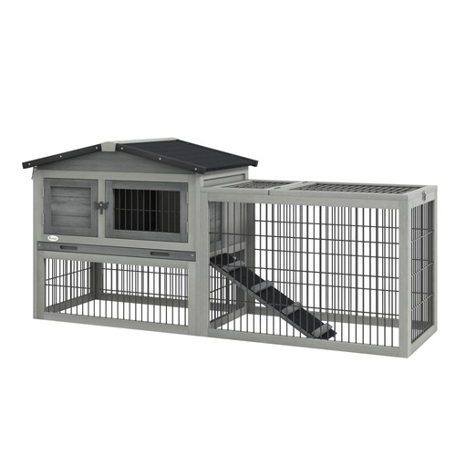 Pawhut rabbit hutch wooden - hutch,,